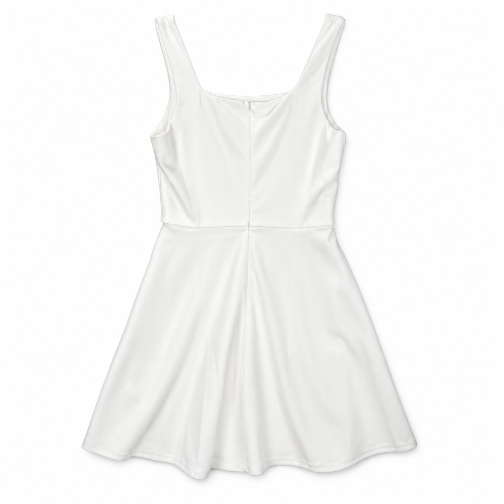White Skater Mini Dress Women's S Square Neck Fit Flare Marilyn Hollywood Glam